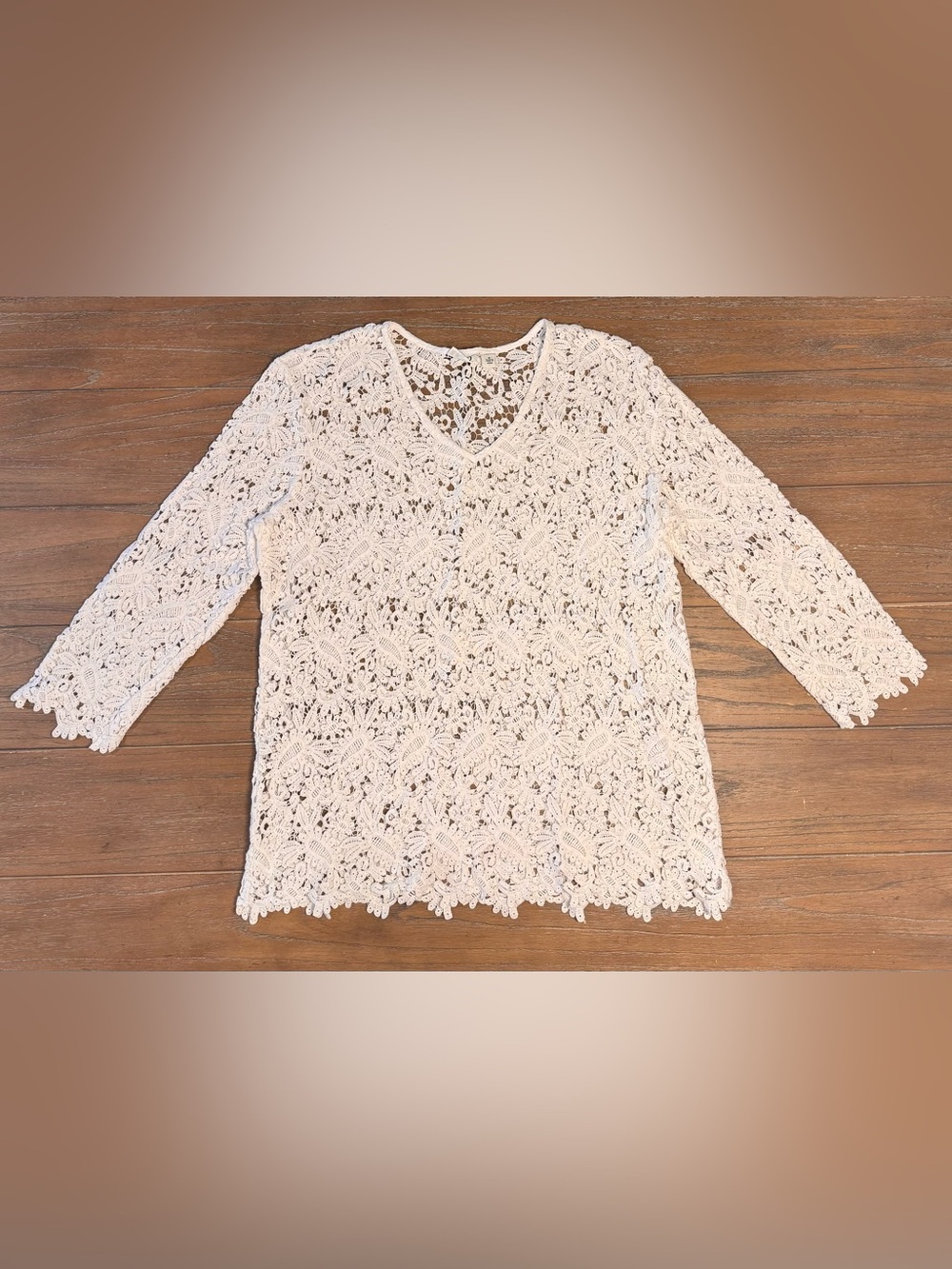 Cato White Crochet V-Neck Tunic